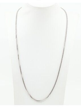 Unique 14K Karat Solid White Gold Designer Franco Link Chain Necklace - 24.25" L